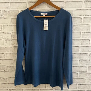 Women’s Linea Donna petro blue wide neck pullover sweater Large